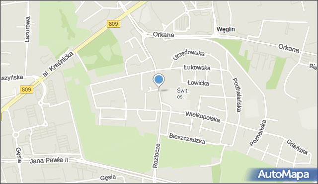 Lublin, Roztocze, mapa Lublina