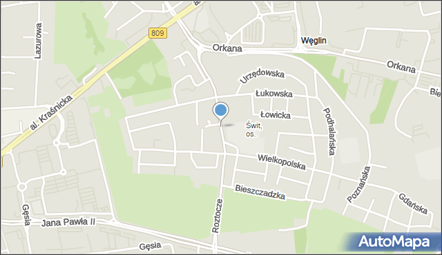 Lublin, Roztocze, mapa Lublina