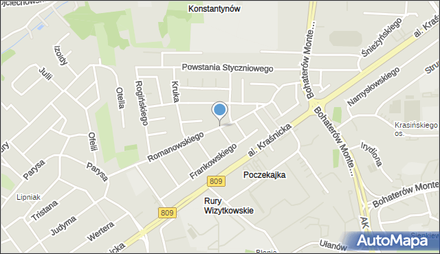 Lublin, Romanowskiego Mieczysława, mapa Lublina