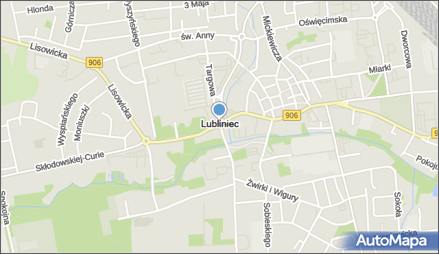 Lubliniec, Rondo Jana Pawła II, mapa Lubliniec