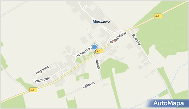 Mieczewo, Rogalińska, mapa Mieczewo