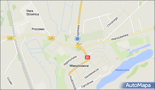 Mieszkowice powiat gryfiński, Rondo Nowatorskiego Augusta, ks. prał., mapa Mieszkowice powiat gryfiński