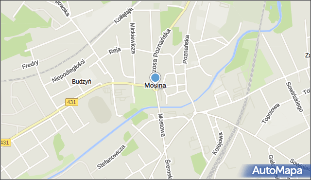 Mosina powiat poznański, Rondo Budzyń, mapa Mosina powiat poznański