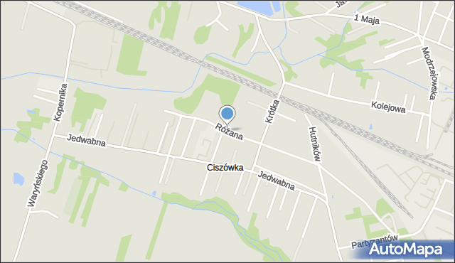 Myszków, Różana, mapa Myszków