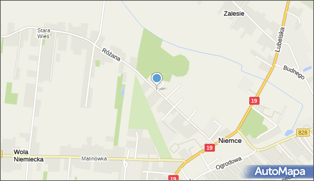 Niemce, Różana, mapa Niemce