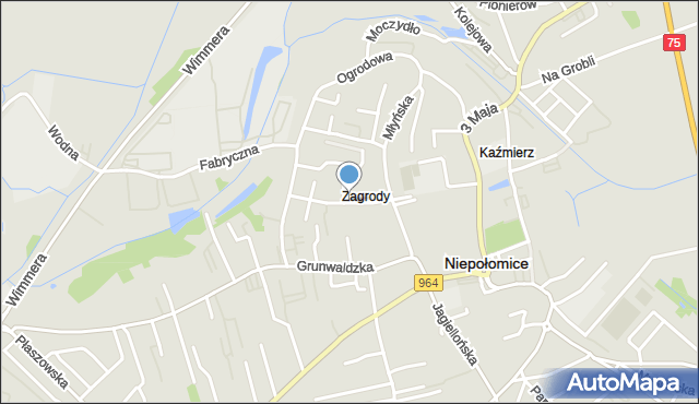 Niepołomice, Robotnicza, mapa Niepołomice