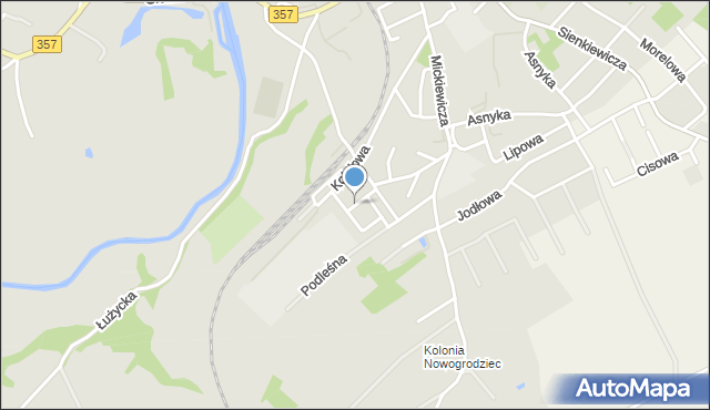 Nowogrodziec, Różana, mapa Nowogrodziec