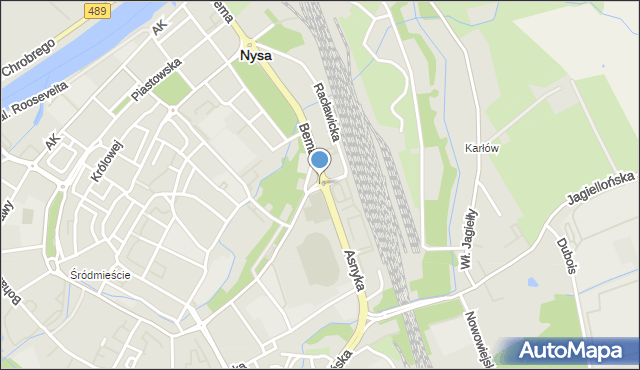 Nysa, Rondo Niepodległości, mapa Nysy