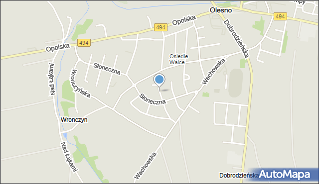 Olesno, Różana, mapa Olesno