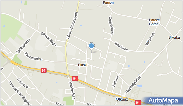 Olkusz, Różana, mapa Olkusz