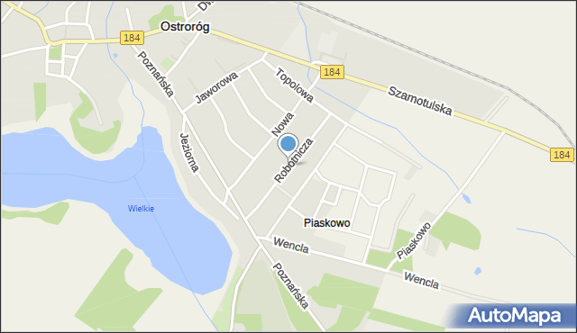 Ostroróg powiat szamotulski, Robotnicza, mapa Ostroróg powiat szamotulski