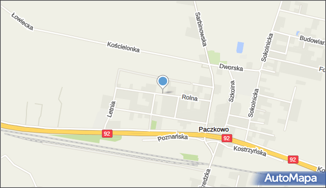 Paczkowo gmina Swarzędz, Rolna, mapa Paczkowo gmina Swarzędz