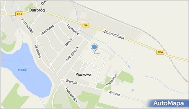 Piaskowo gmina Ostroróg, Różana, mapa Piaskowo gmina Ostroróg