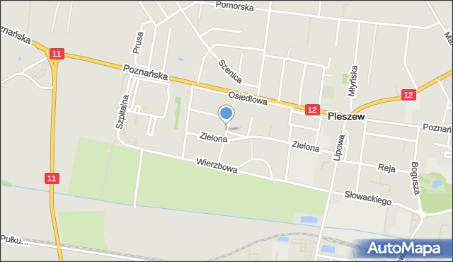 Pleszew, Różana, mapa Pleszew