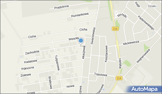 Połczyno gmina Puck, Różana, mapa Połczyno gmina Puck