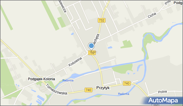 Przytyk, Rondo Lipińskiego Jana, ks., mapa Przytyk