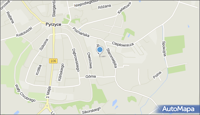 Pyrzyce, Rolna, mapa Pyrzyce