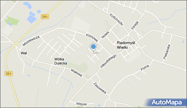 Radomyśl Wielki, Różana, mapa Radomyśl Wielki