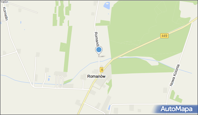 Romanów gmina Błaszki, Romanów, mapa Romanów gmina Błaszki