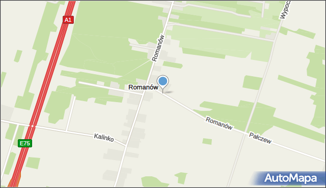 Romanów gmina Rzgów, Romanów, mapa Romanów gmina Rzgów