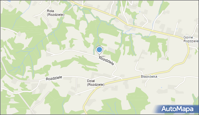 Rozdziele gmina Żegocina, Rozdziele, mapa Rozdziele gmina Żegocina