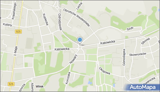 Ruda Śląska, Rondo Powstańców Śląskich, mapa Rudy Śląskiej