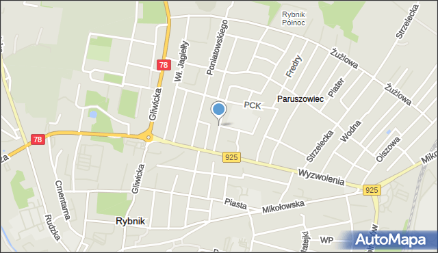 Rybnik, Różańskiego Mariana, dr., mapa Rybnika