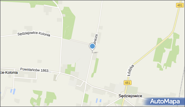 Sędziejowice powiat łaski, Rolnicza, mapa Sędziejowice powiat łaski