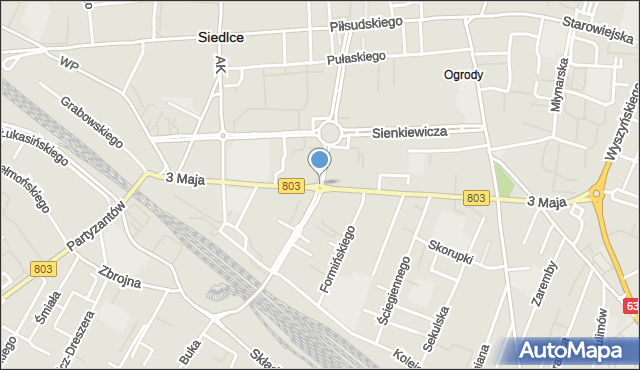 Siedlce, Rondo Dmowskiego Romana, mapa Siedlce