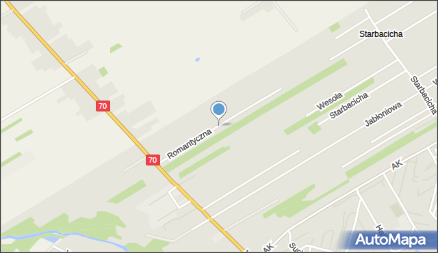 Skierniewice, Romantyczna, mapa Skierniewic