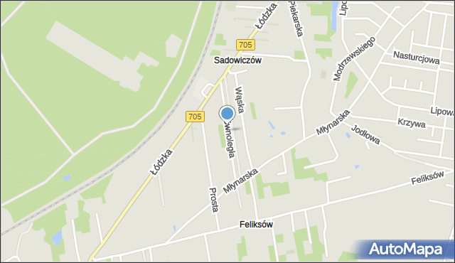 Skierniewice, Równoległa, mapa Skierniewic