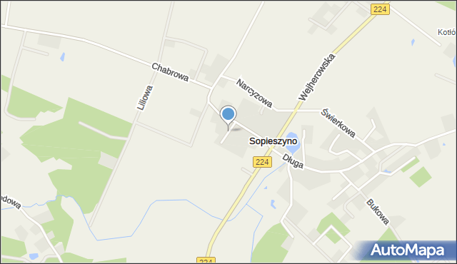 Sopieszyno, Różana, mapa Sopieszyno