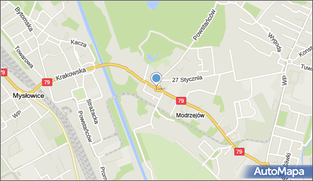 Sosnowiec, Rondo Modrzejowskie, mapa Sosnowca