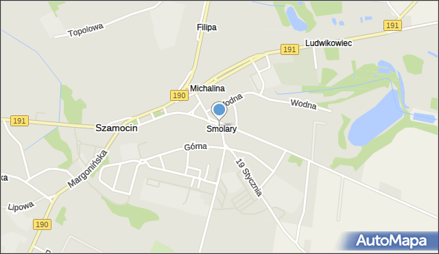 Szamocin powiat chodzieski, Rondo Sasa Zbigniewa, ks., mapa Szamocin powiat chodzieski