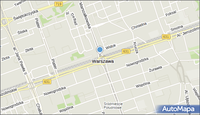 Warszawa, Rondo Dmowskiego Romana, mapa Warszawy