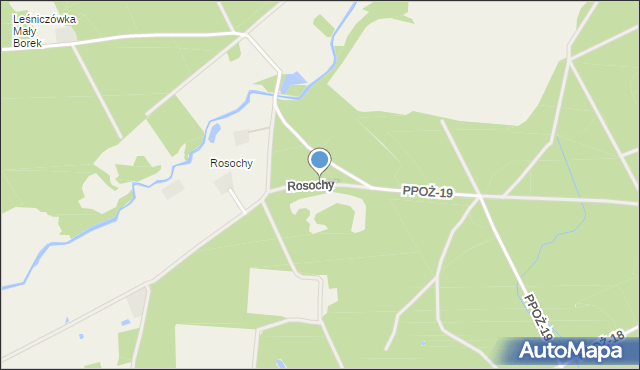 Wąsosz gmina Złotów, Rosochy, mapa Wąsosz gmina Złotów