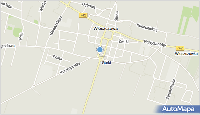 Włoszczowa, Rondo Gosiewskiego Przemysława, mapa Włoszczowa