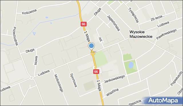 Wysokie Mazowieckie, Rondo NSZZ Solidarność, mapa Wysokie Mazowieckie