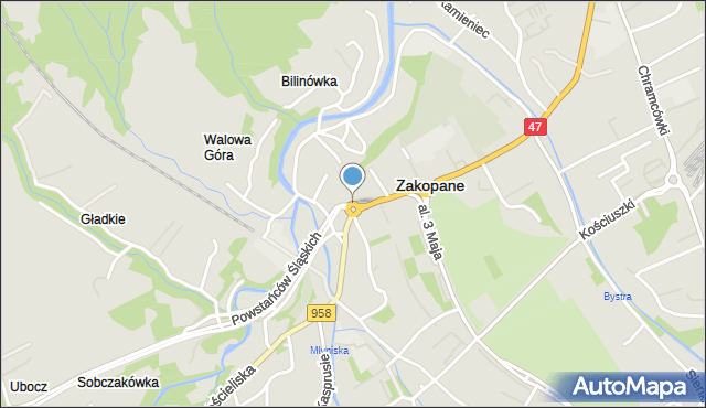 Zakopane, Rondo Dmowskiego Romana, mapa Zakopanego