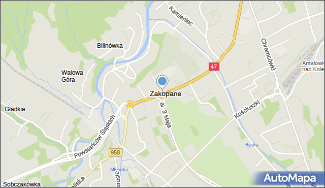 Zakopane, Rondo Solidarności, mapa Zakopanego