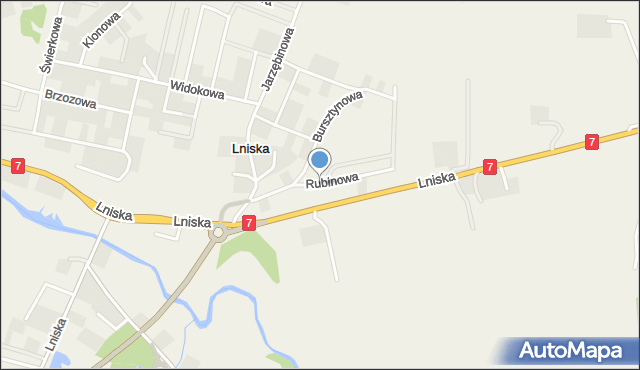 Lniska, Rubinowa, mapa Lniska