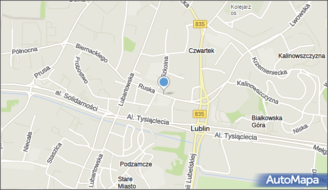 Lublin, Ruska, mapa Lublina