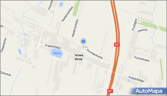 Nowa Wola gmina Lesznowola, Rumiankowa, mapa Nowa Wola gmina Lesznowola