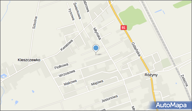 Różyny, Rubinowa, mapa Różyny