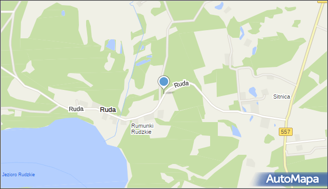 Ruda gmina Rogowo, Ruda, mapa Ruda gmina Rogowo