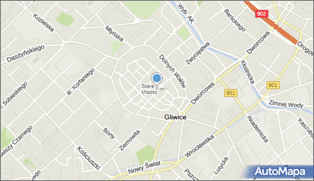 Gliwice, Rynek, mapa Gliwic