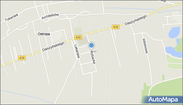 Gliwice, Rybacka, mapa Gliwic