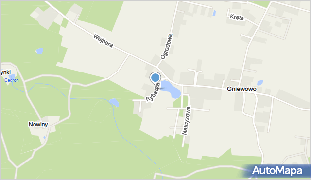 Gniewowo gmina Wejherowo, Rybacka, mapa Gniewowo gmina Wejherowo