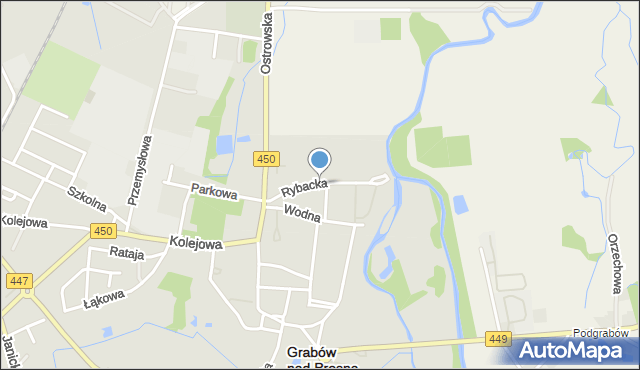 Grabów nad Prosną, Rybacka, mapa Grabów nad Prosną