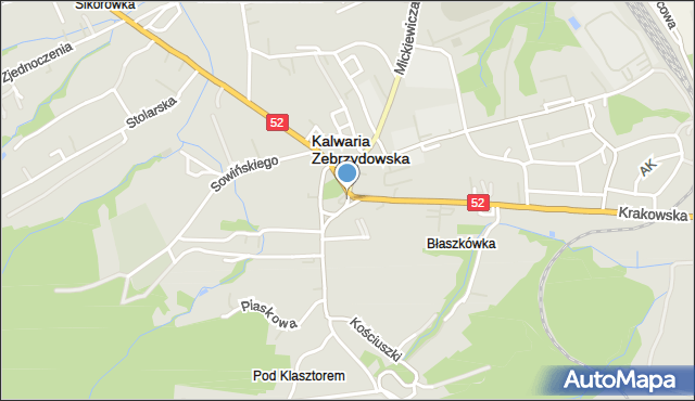 Kalwaria Zebrzydowska, Rynek, mapa Kalwaria Zebrzydowska